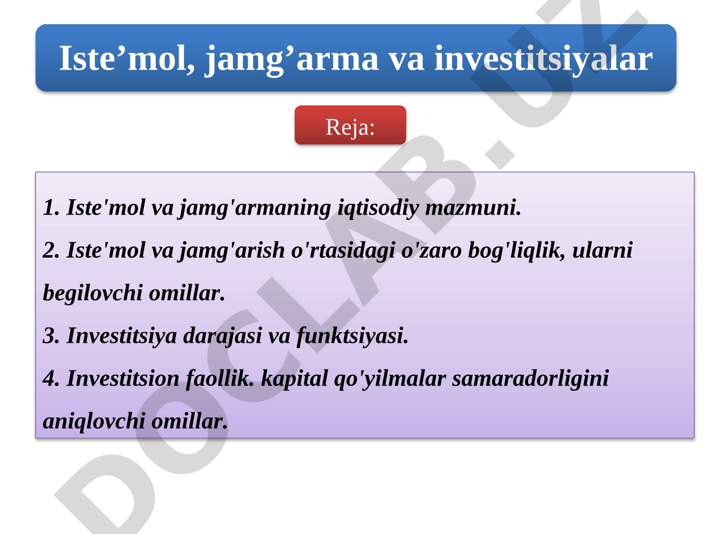 Iste'mol, jamg'arma va investitsiyalar