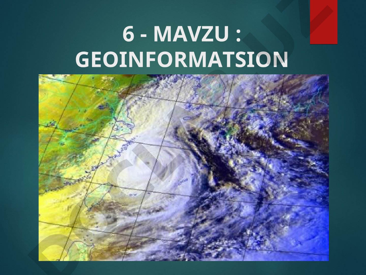 Geoinformatsion tizimlar asosiy tushunchalar, sinflanishi, modellari va qo'llash