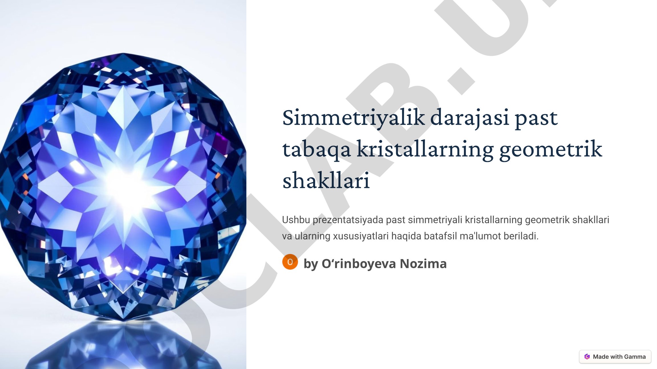 Simmetriyalik darajasi past tabaqa kristallarning geometrik shakllari