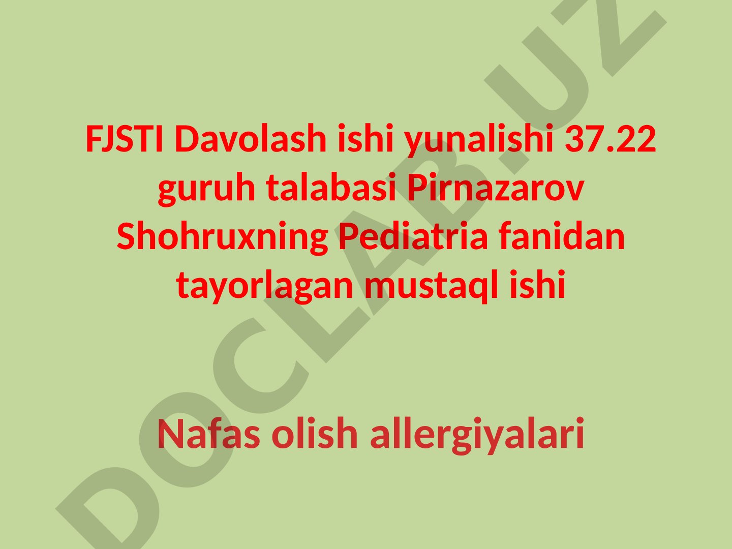 Nafas olish allergiyalari