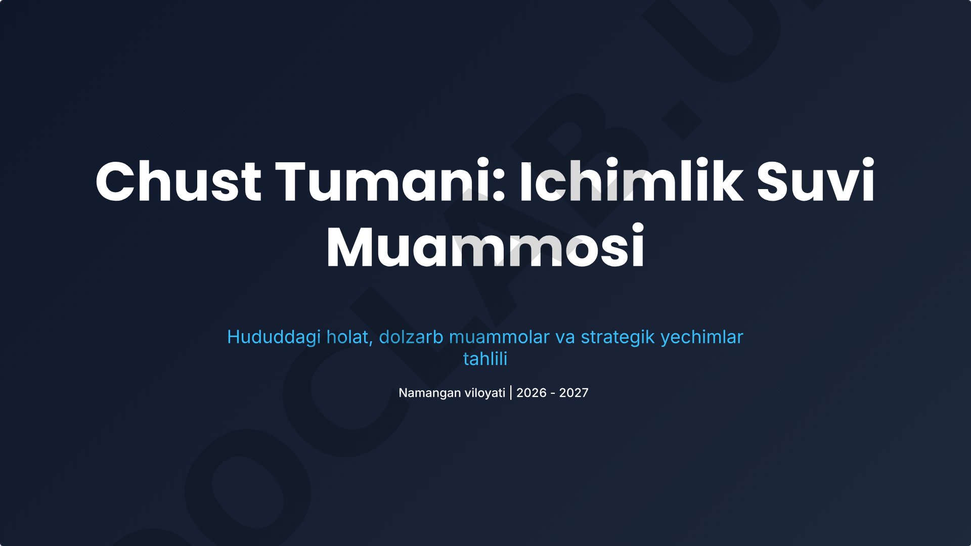 Chust Tumani: Ichimlik Suvi Muammosi