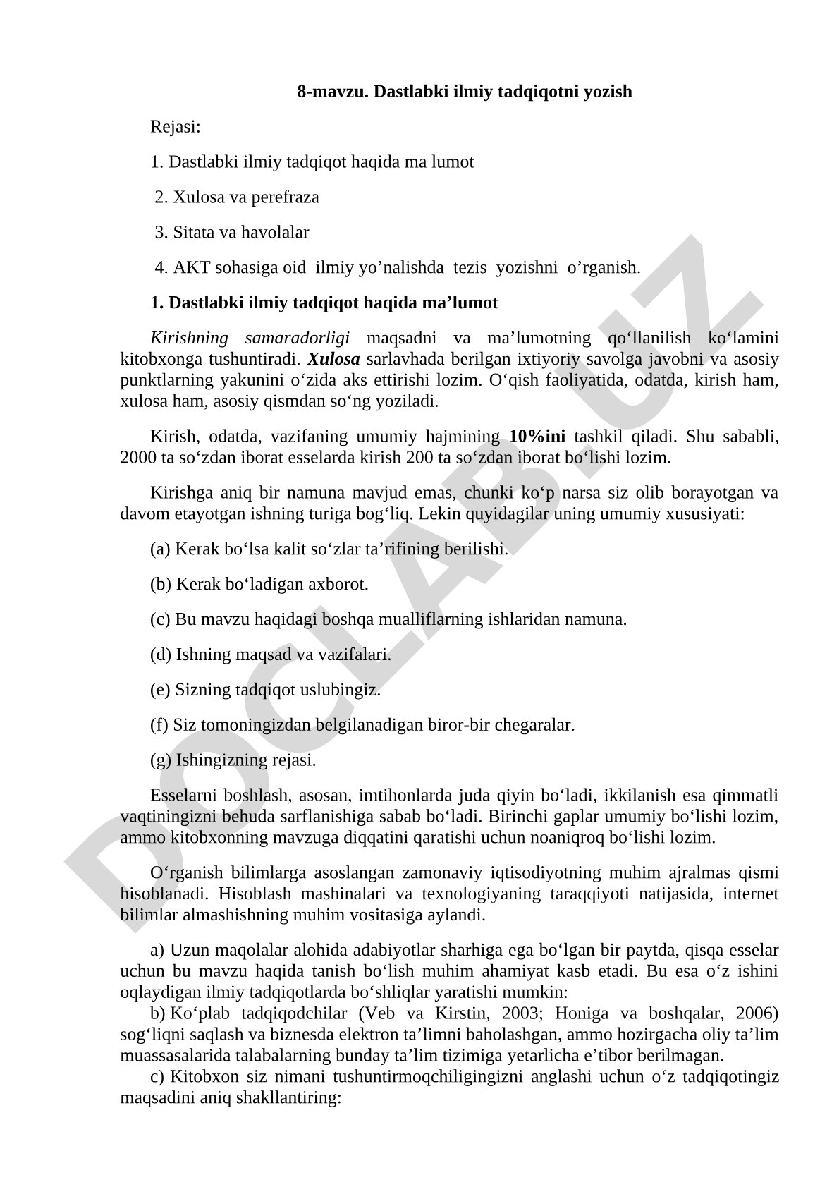 Dastlabki ilmiy tadqiqotni yozish