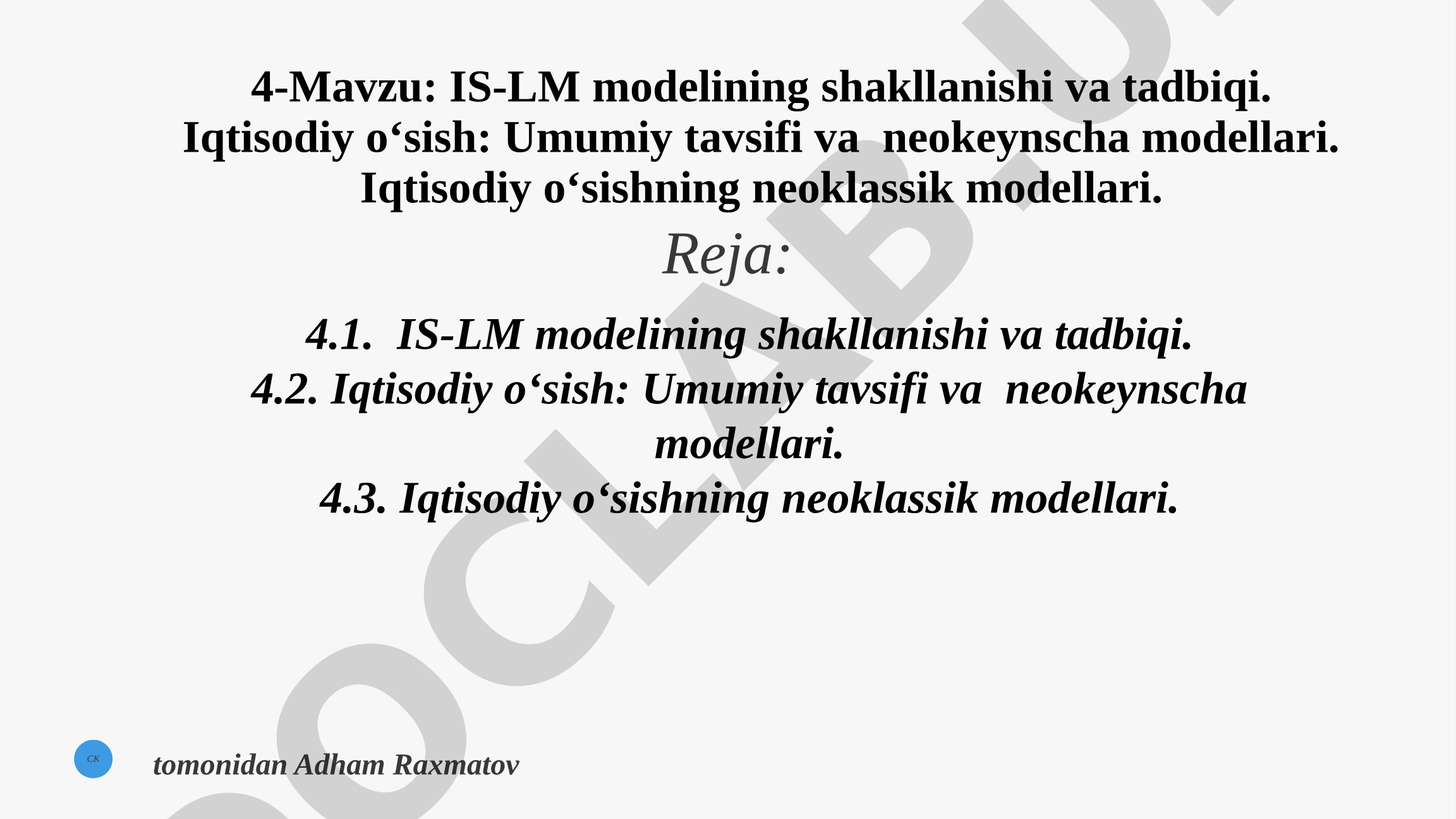 IS-LM modelining shakllanishi va tadbiqi