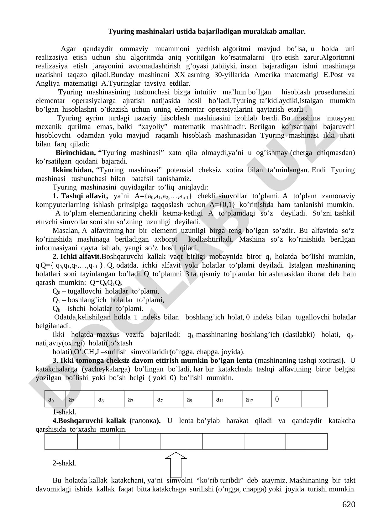 Tyuring mashinalari ustida bajariladigan murakkab amallar