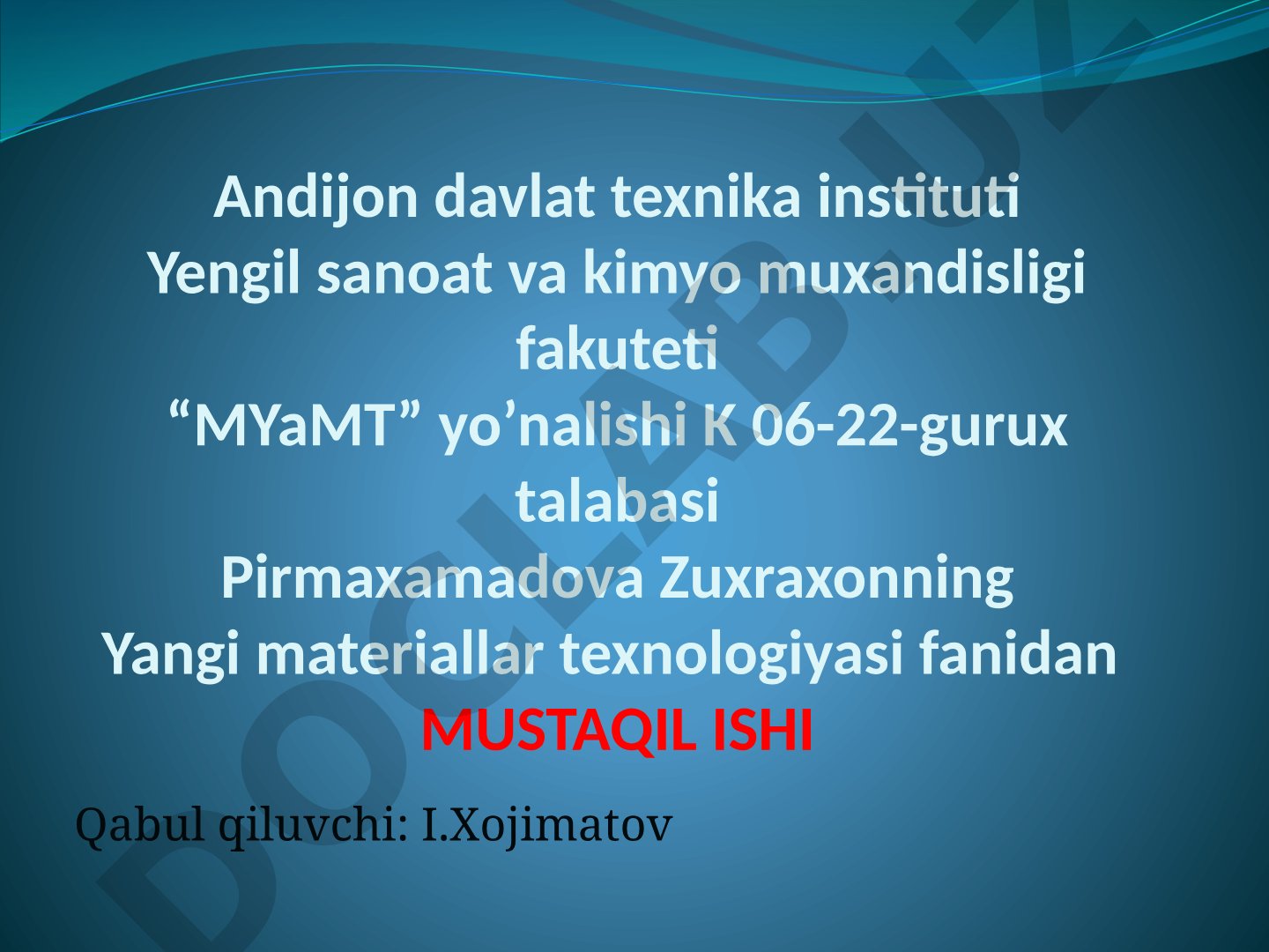 Zamonaviy mashinasozlikda ishlatiladigan nometall issiqqa bardoshli materiallar