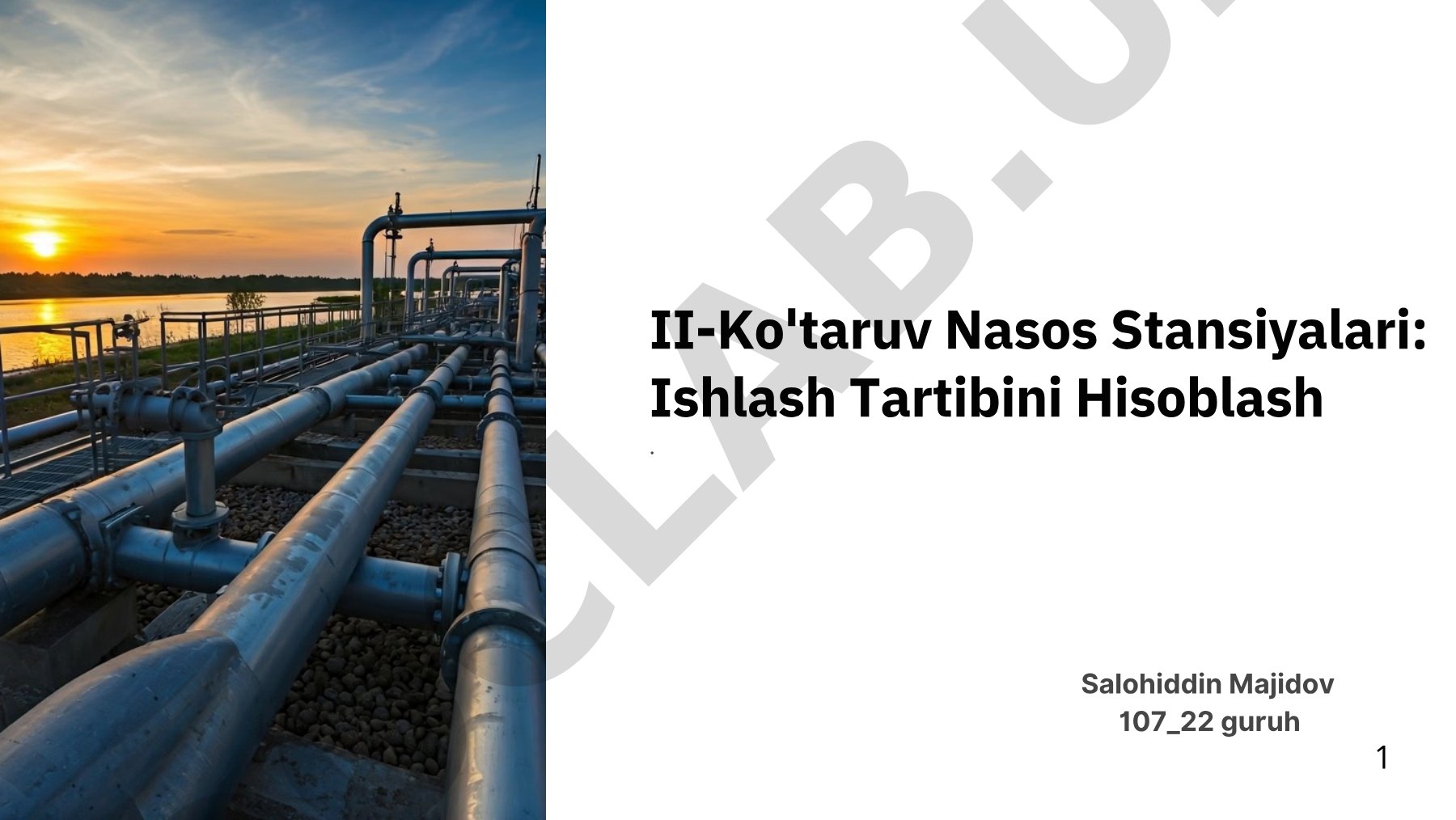 II-Ko'taruv Nasos Stansiyalari: Ishlash Tartibini Hisoblash