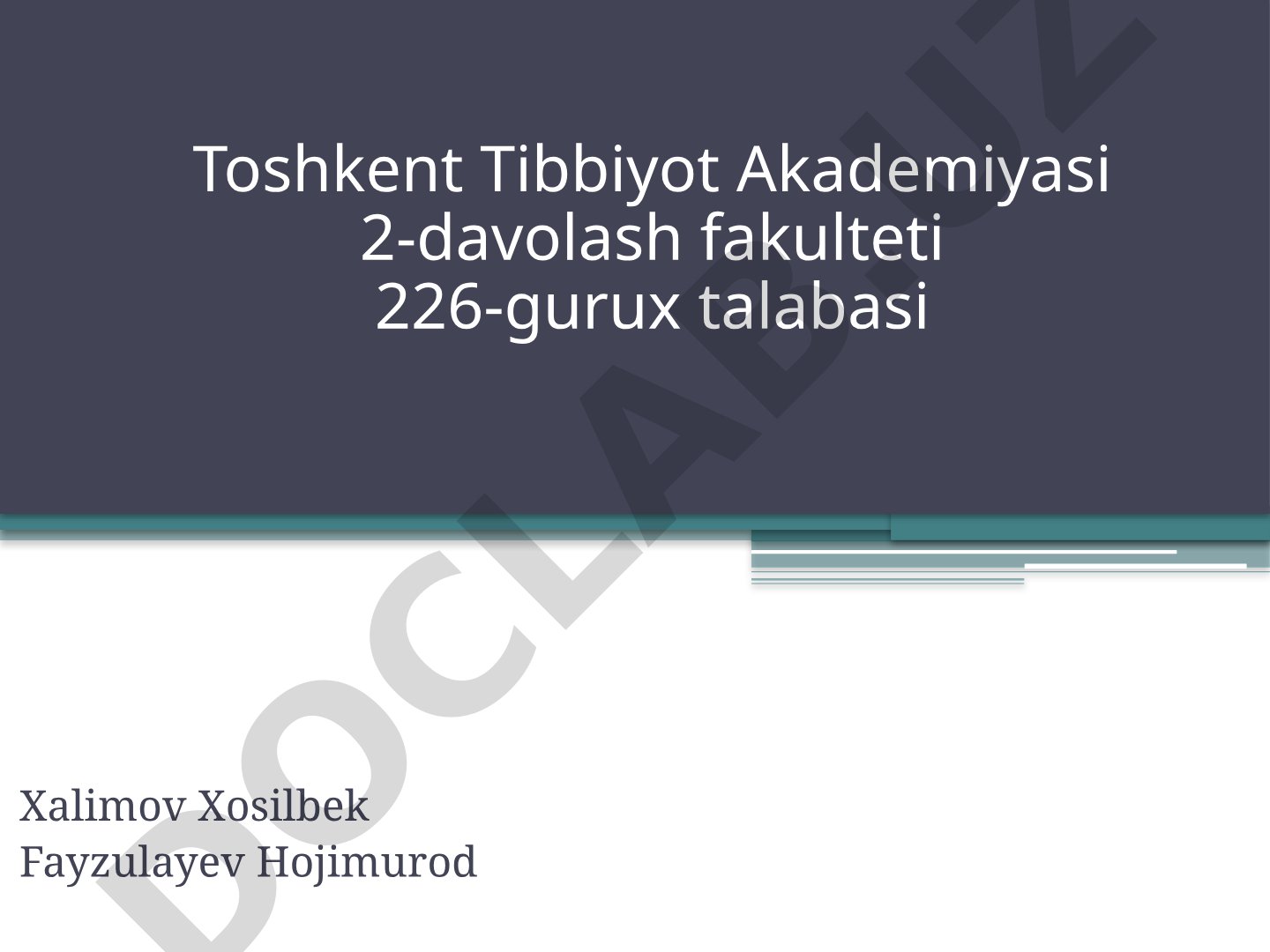 Organizimning biologik suyuqliklari. Qonning fizikaviy-kimyoviy xossalari