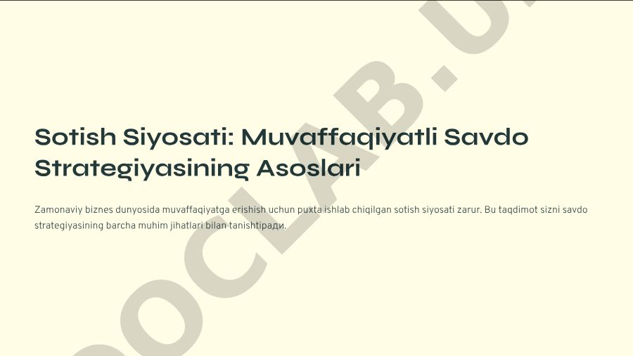 Sotish Siyosati: Muvaffaqiyatli Savdo Strategiyasining Asoslari