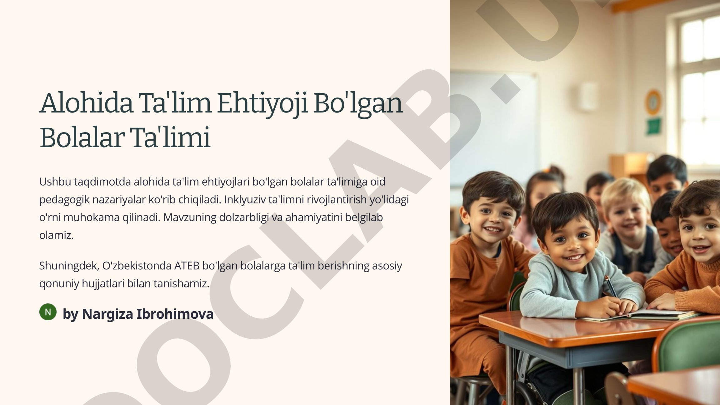 Alohida Ta'lim Ehtiyoji Bo'lgan Bolalar Ta'limi