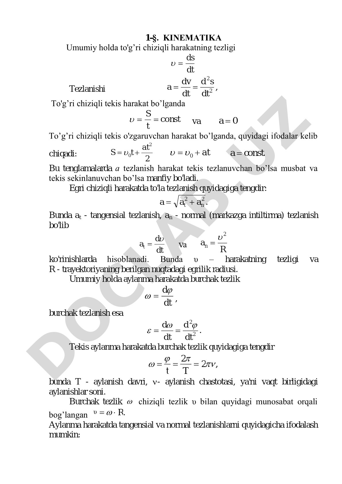 Kinematika asoslari