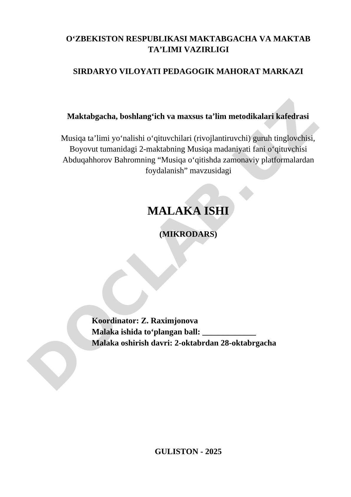 Musiqa o'qitishda zamonaviy platformalardan foydalanish