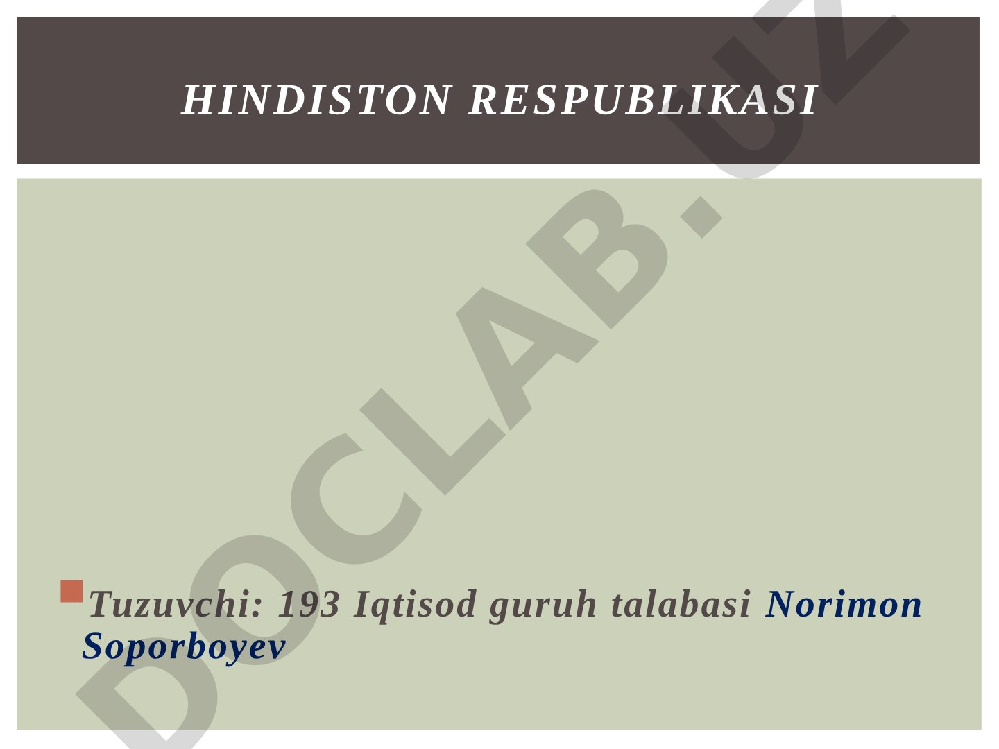 Hindiston Respublikasi haqida ma'lumotlar