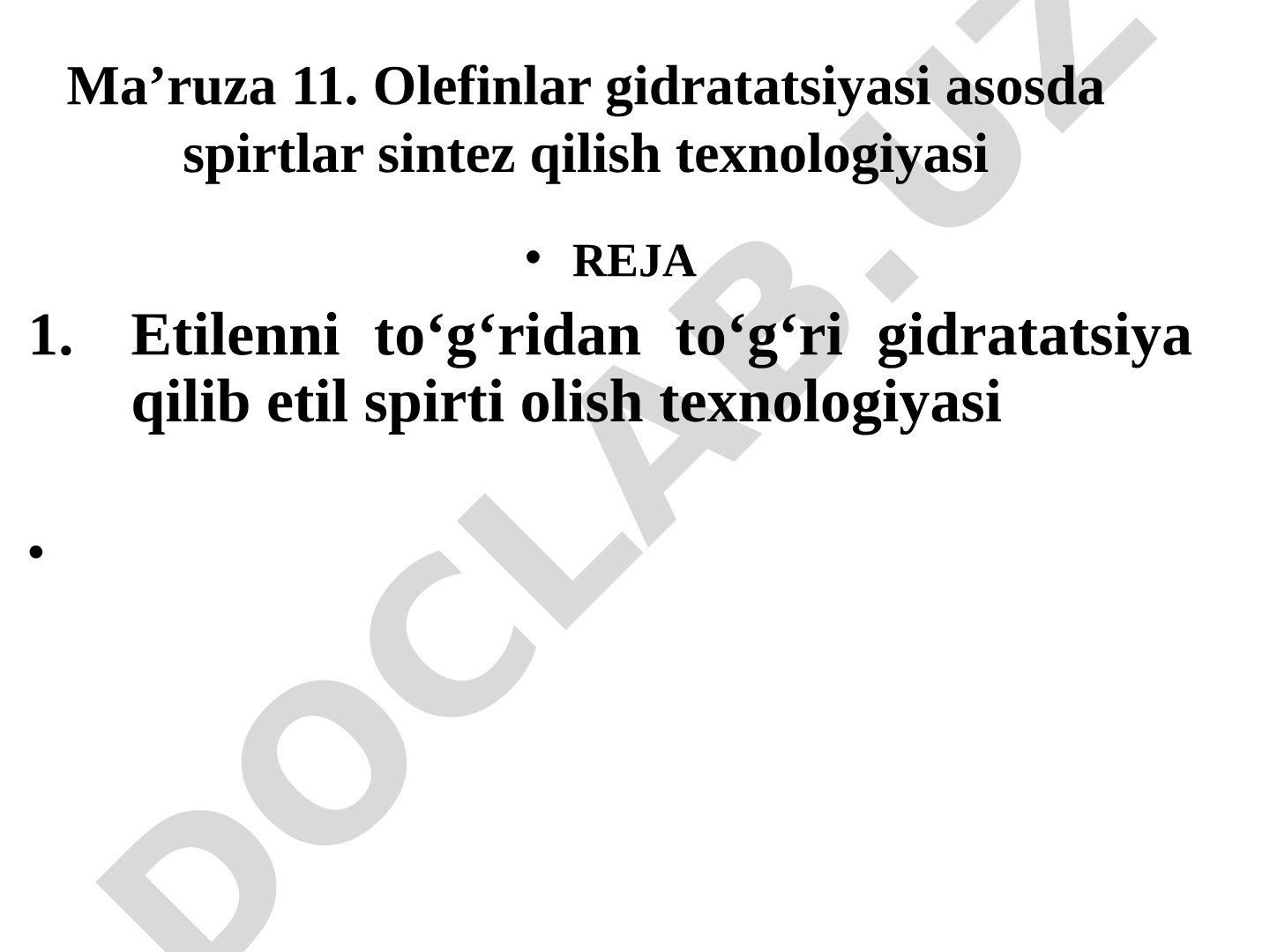Olefinlar gidratatsiyasi asosida spirtlar sintez qilish texnologiyasi