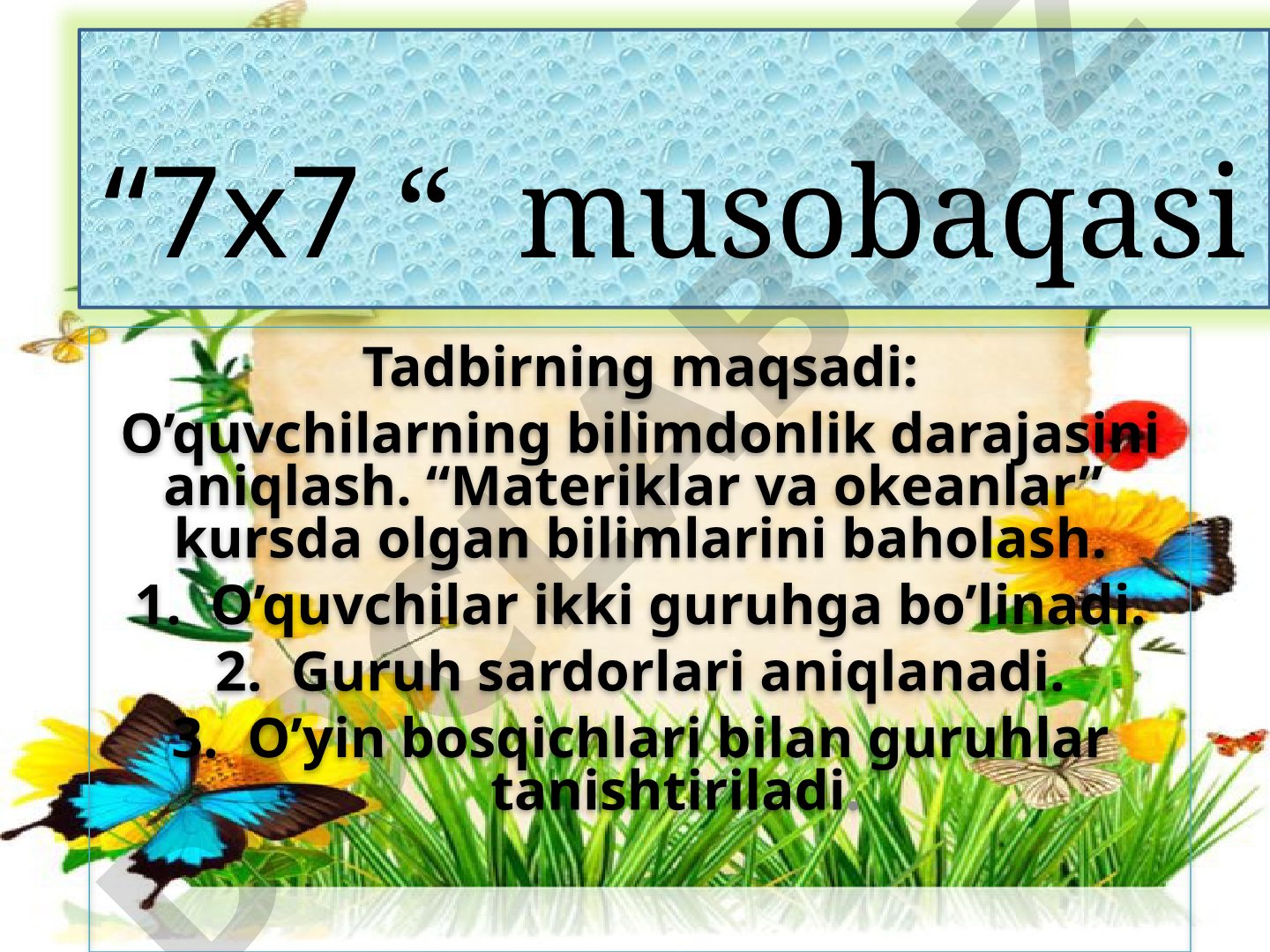 Geografiya fanidan 7x7 musobaqasi