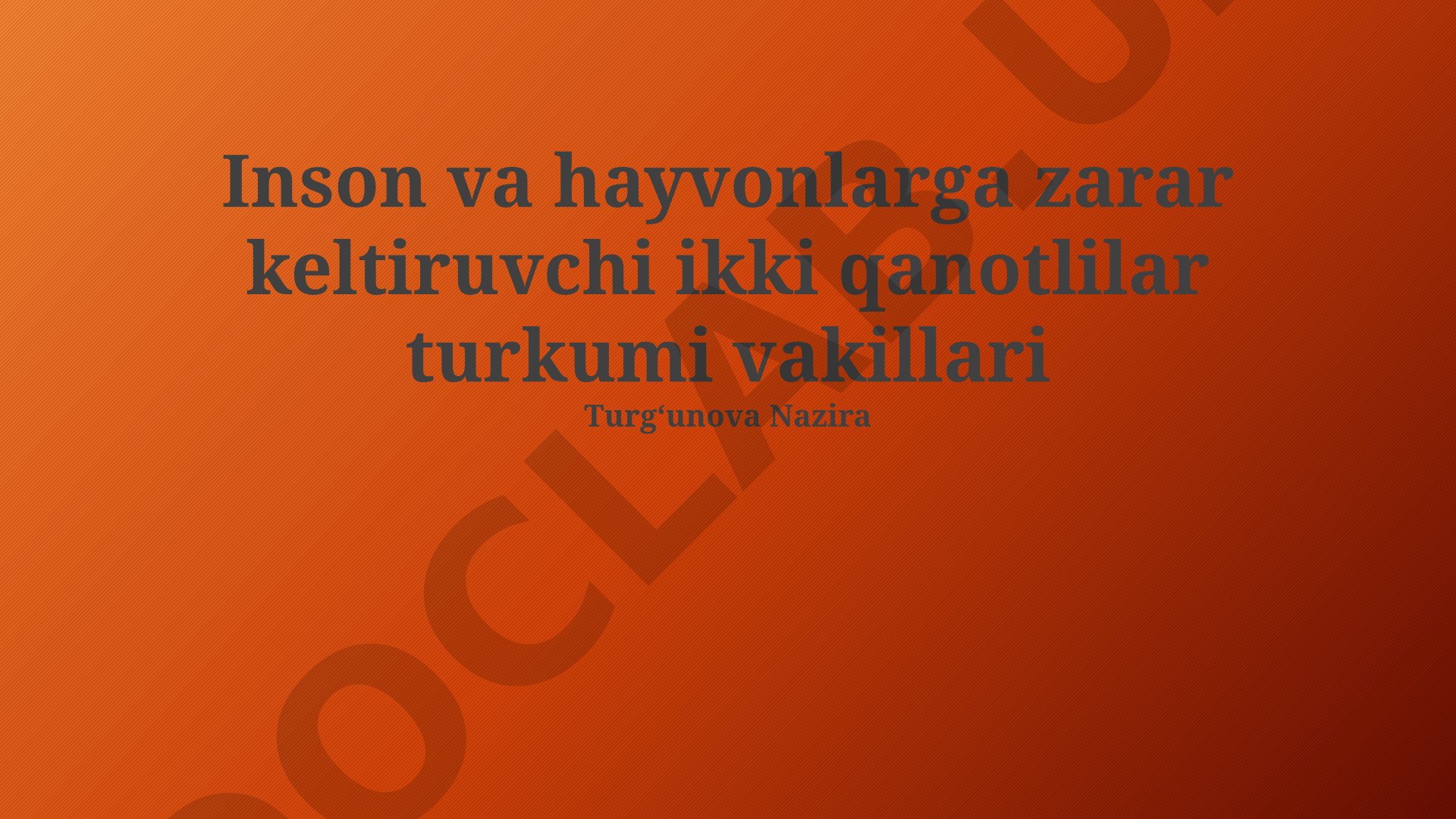 Inson va hayvonlarga zarar keltiruvchi ikki qanotlilar turkumi vakillari