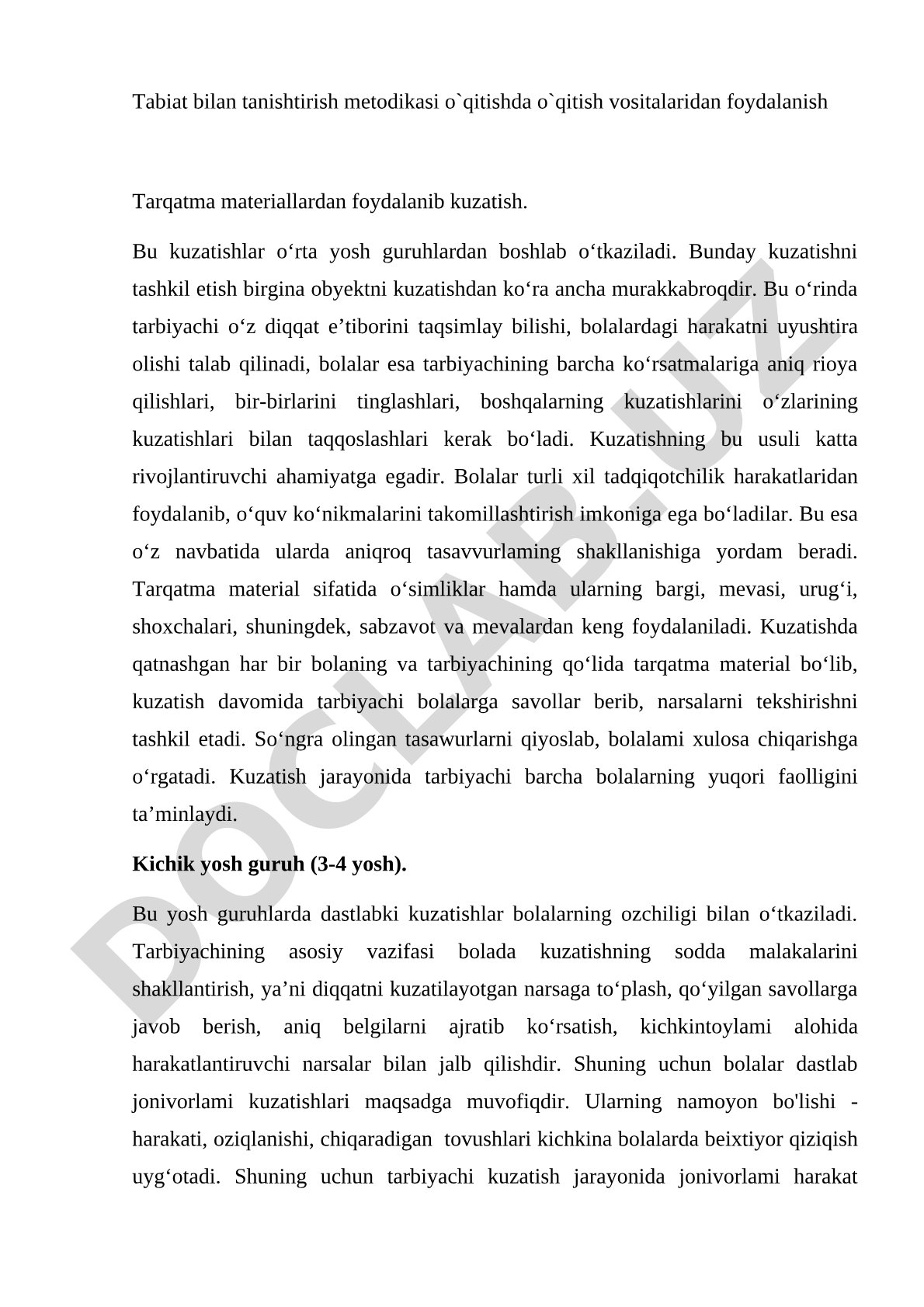 Tabiat bilan tanishtirish metodikasida tarqatma materiallardan foydalanish