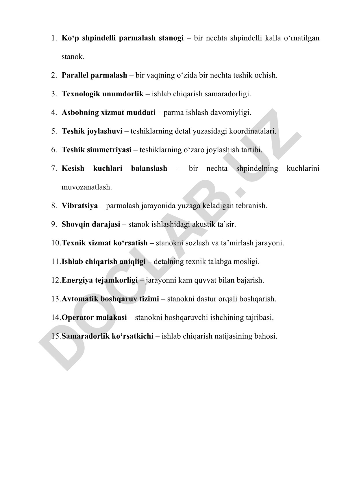 Ko‘p shpindelli parmalash stanogining ishlash prinsiplari va texnik xususiyatlari
