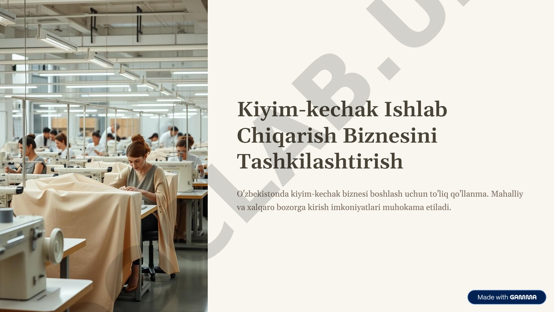 Kiyim-kechak Ishlab Chiqarish Biznesini Tashkilashtirish