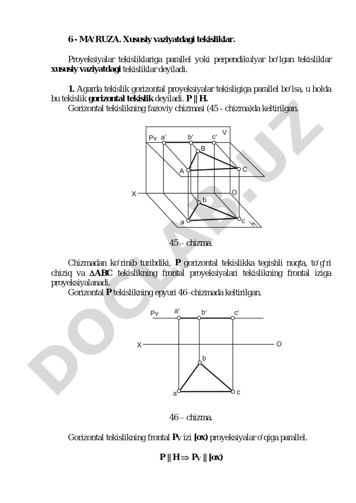 Xususiy vaziyatdagi tekisliklar