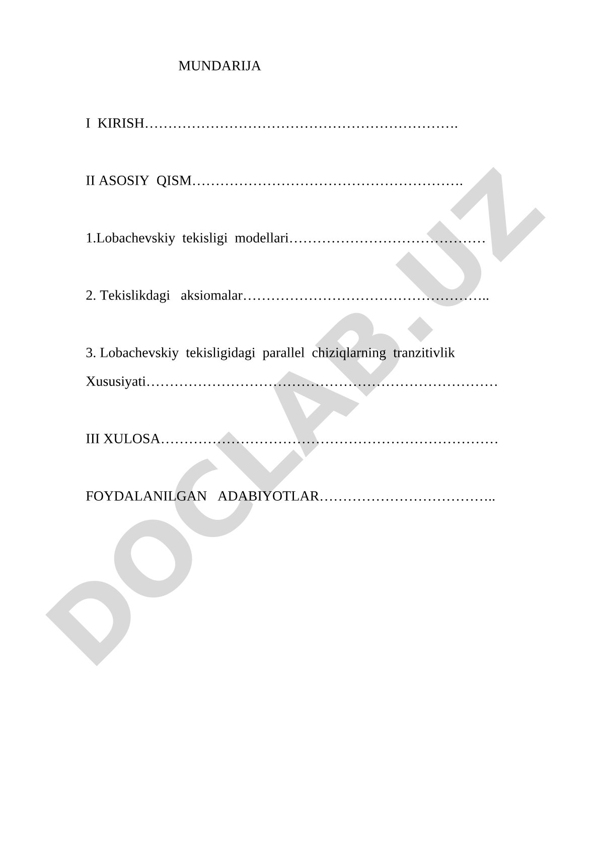 Lobachevskiy tekisligining turli modellari