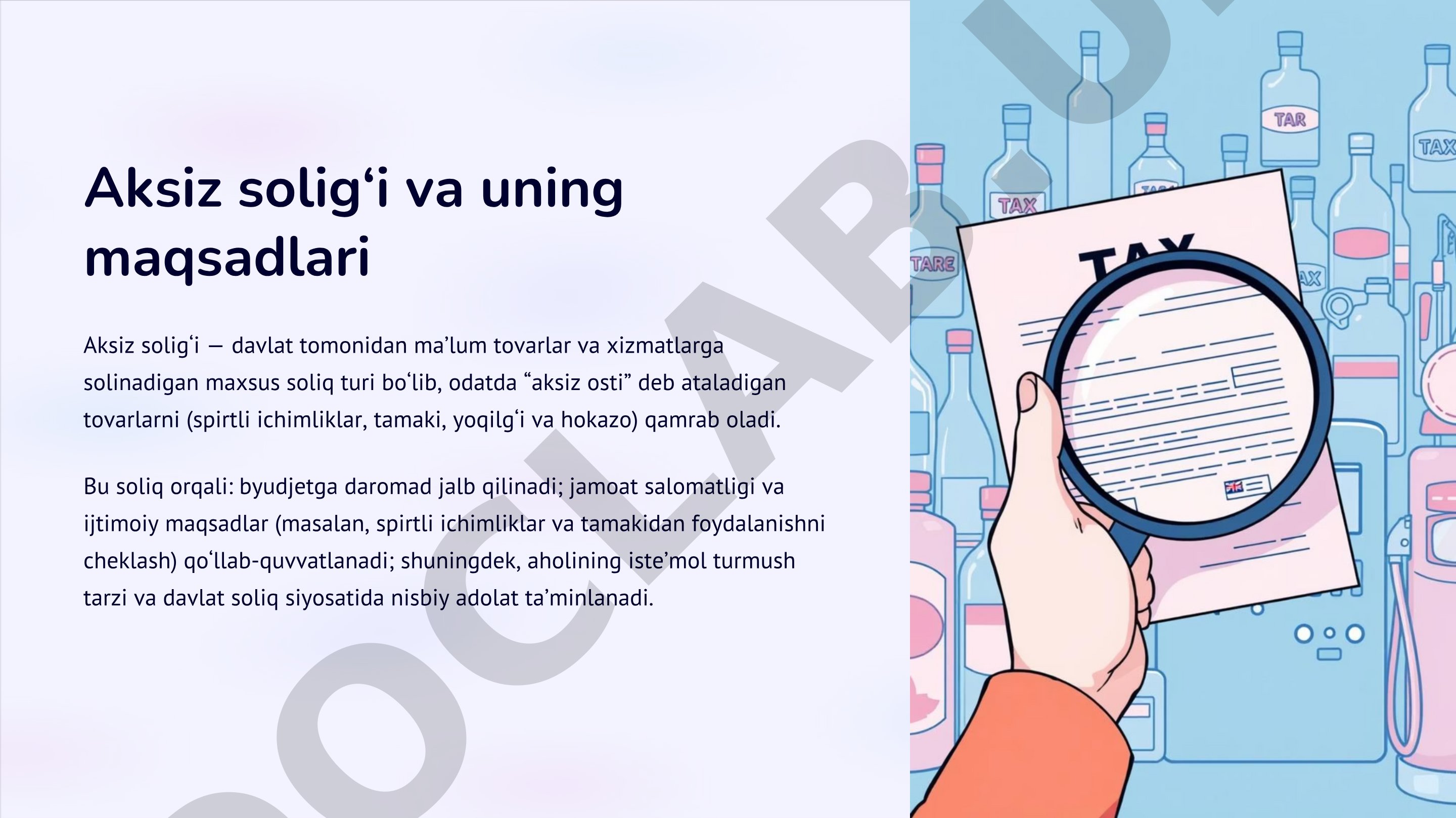 Aksiz solig‘i va uning maqsadlari