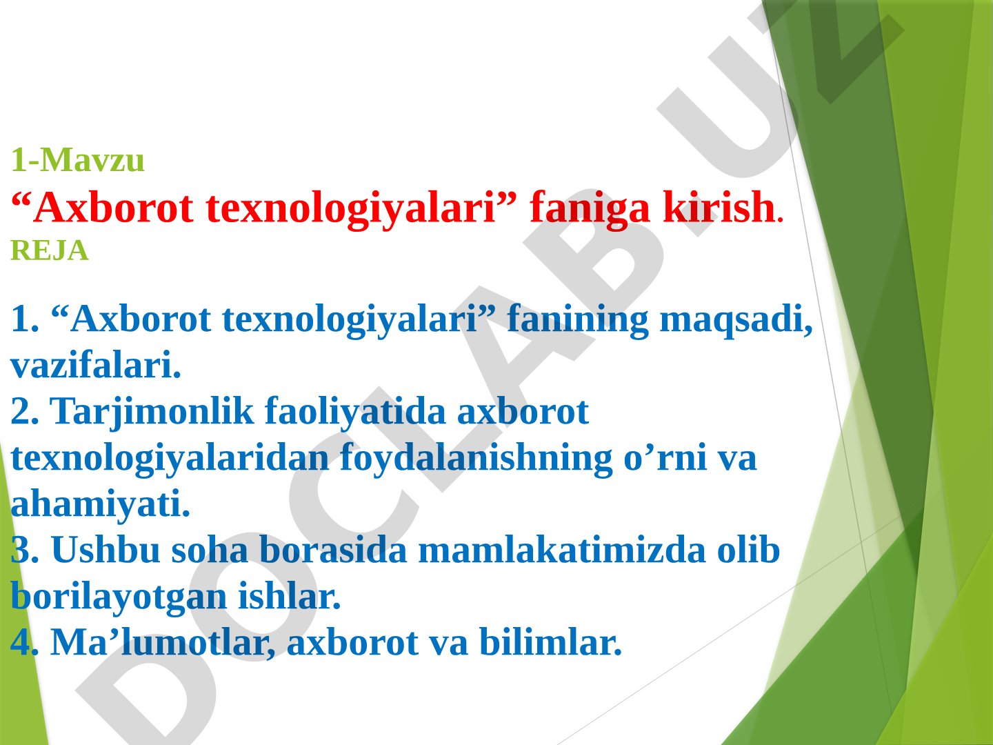 Axborot texnologiyalari faniga kirish