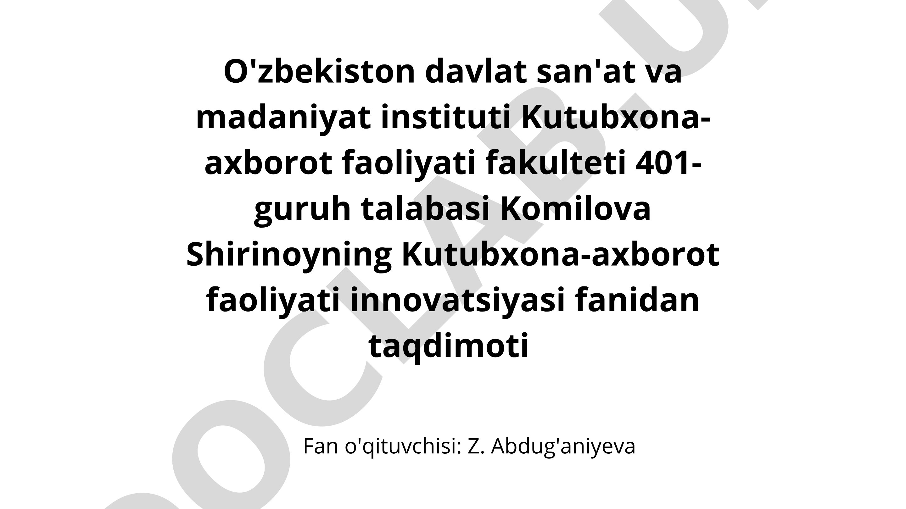 Kutubxonachilik innovatsiyasining obyekti sifatida texnologiya