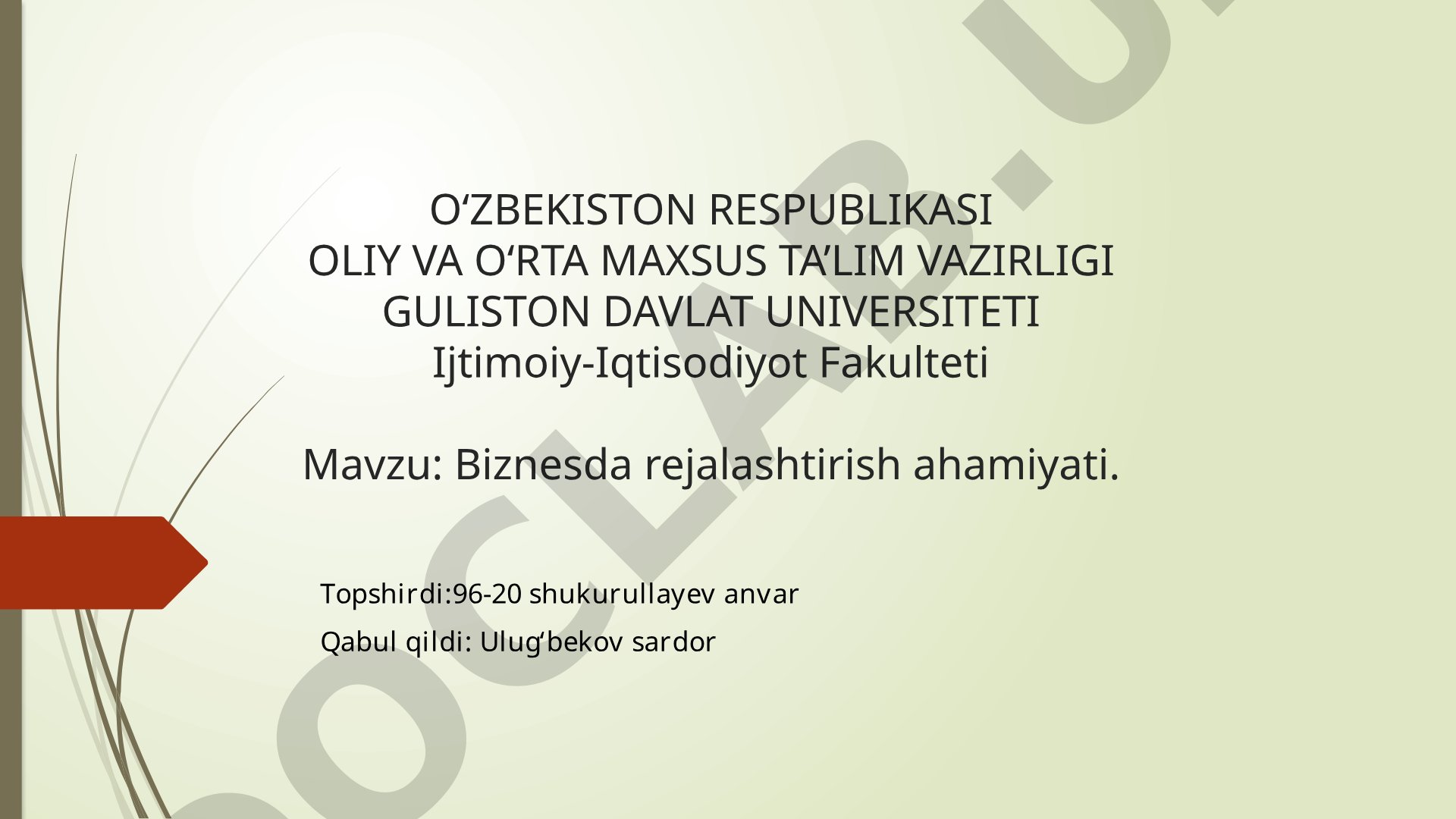 Biznes-reja tushunchasi, uning ahamiyati, tuzilmasi va rasmiylashtirish talablari haqida