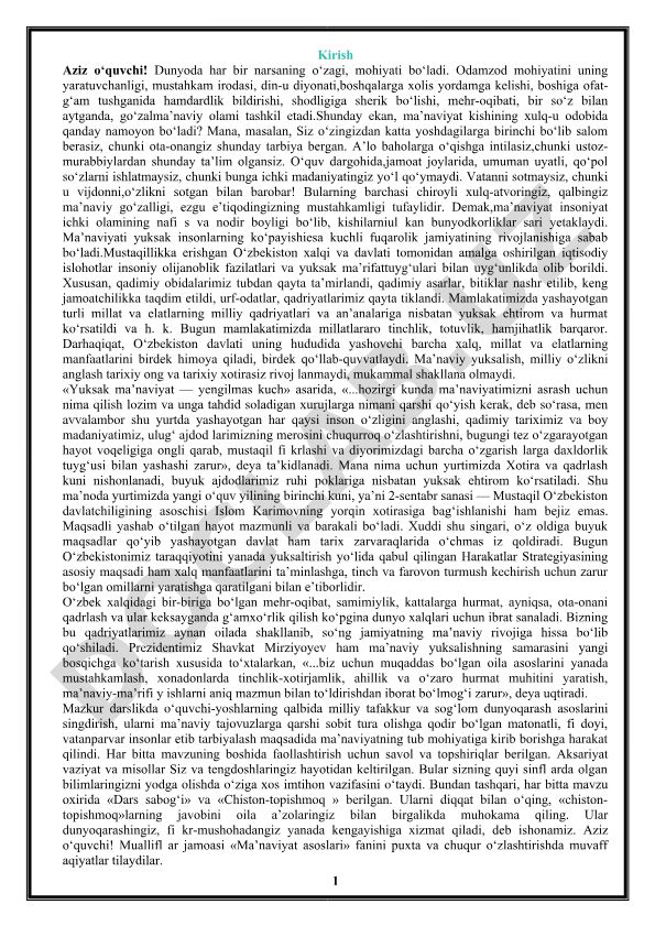 Ma'naviyatning inson xulq-atvoridagi ahamiyati