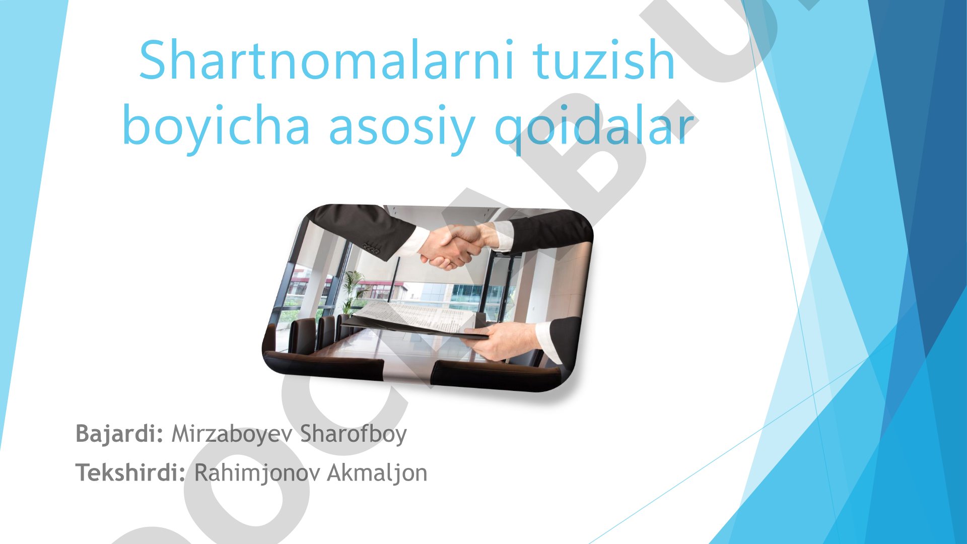 Shartnomalarni tuzish boyicha asosiy qoidalar