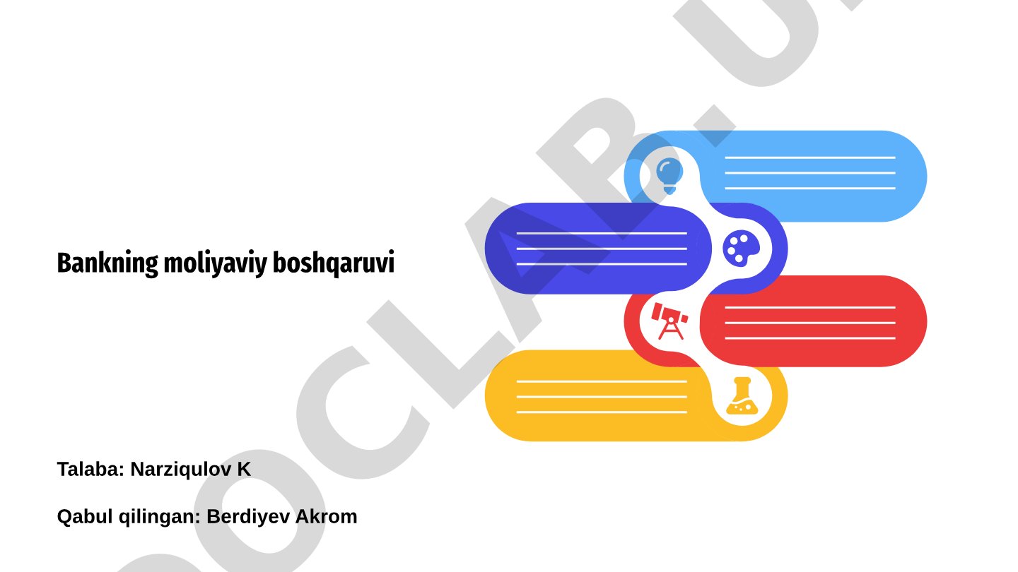 Bank moliyaviy menejmenti asoslari, tamoyillari va ahamiyati yoritilgan