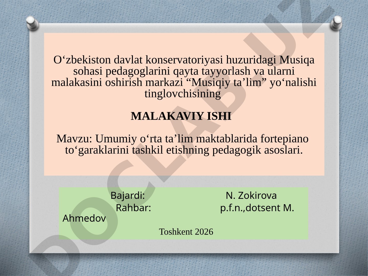 Umumiy o‘rta ta’lim maktablarida fortepiano toʻgaraklarini tashkil etishning pedagogik asoslari.