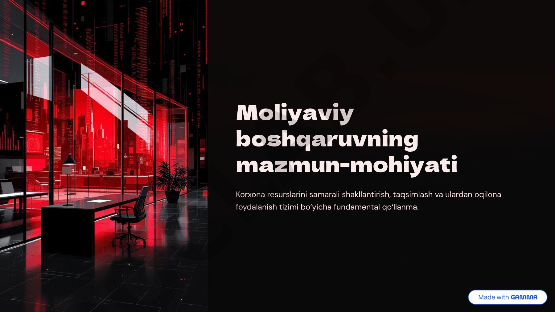 Moliyaviy boshqaruvning mazmun-mohiyati