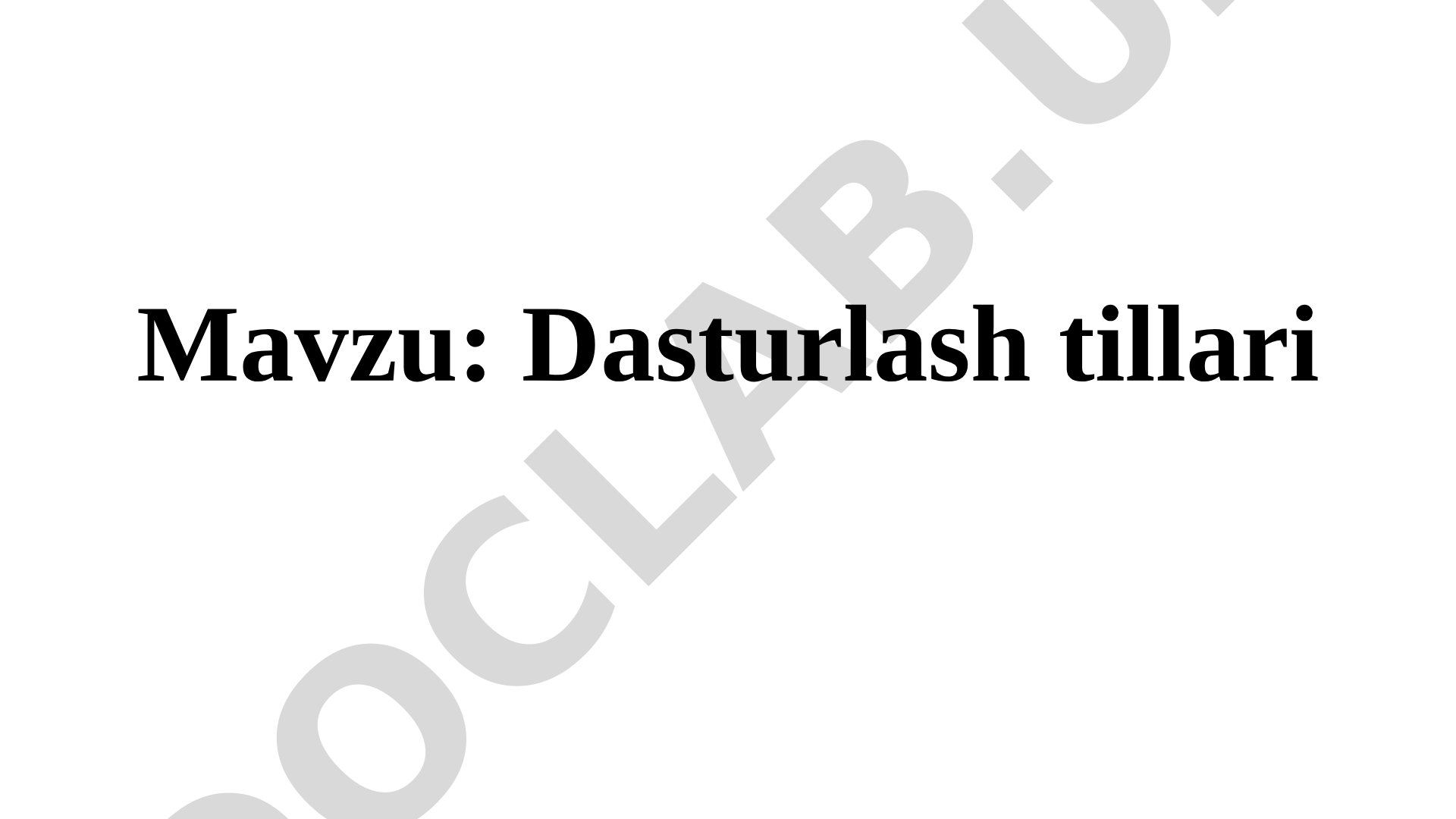 Dasturlash tillari