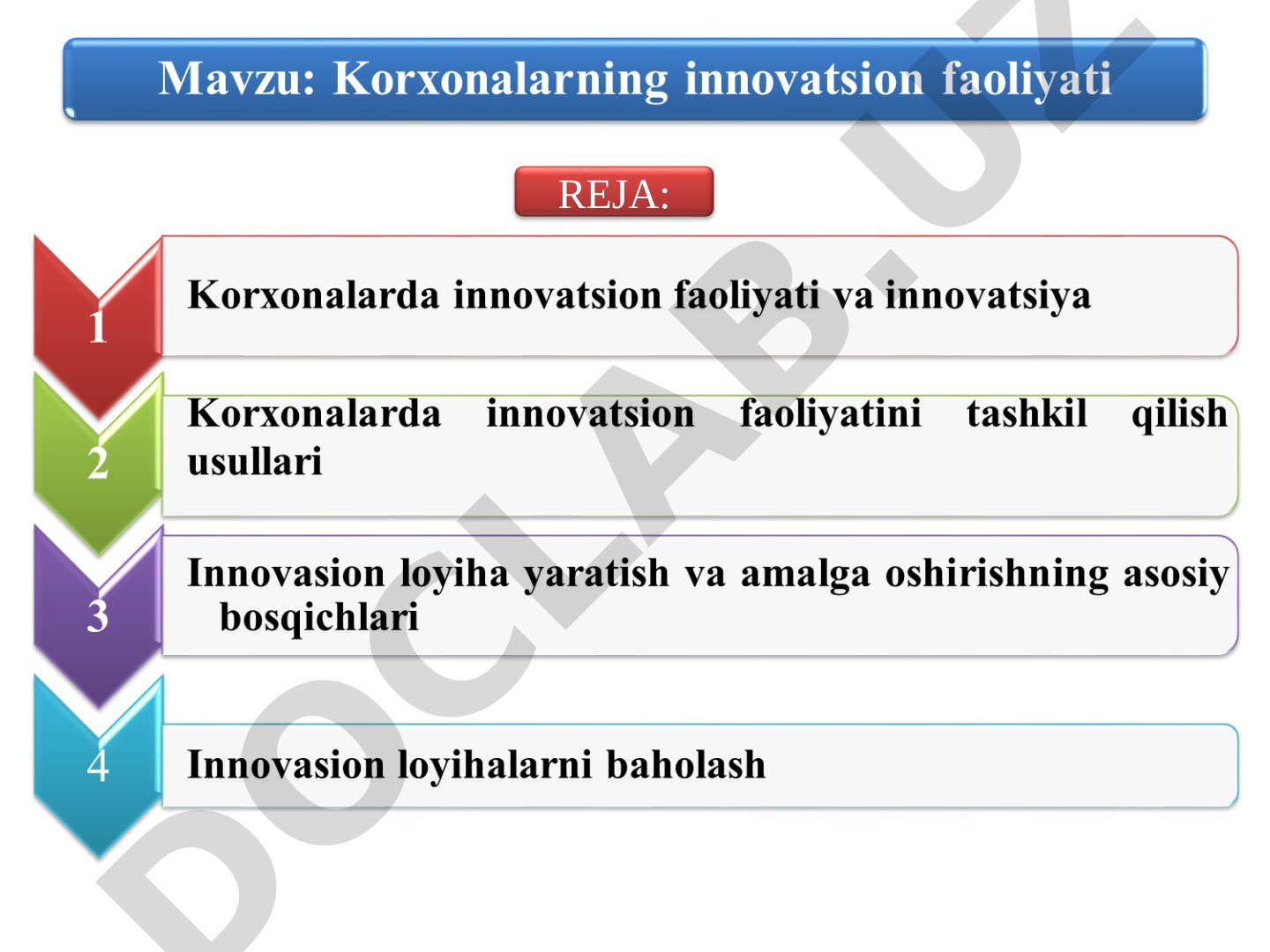 Korxonalarda innovatsion faoliyati va innovatsiya