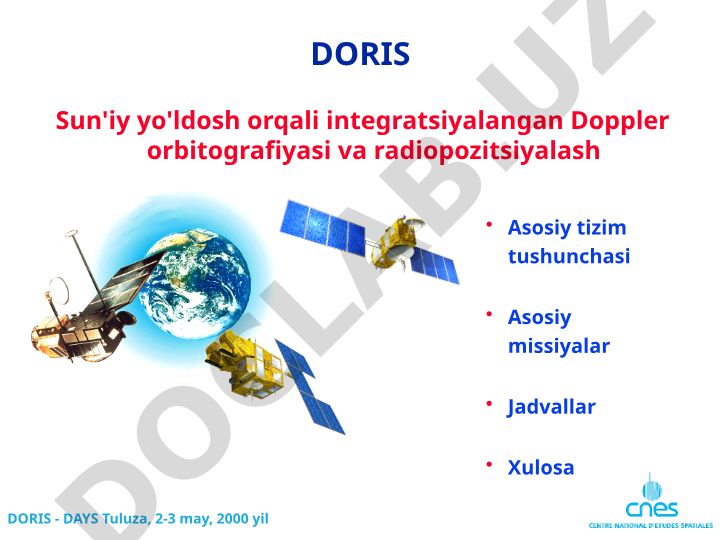 DORIS sun'iy yo'ldosh tizimi va uning asosiy missiyalari