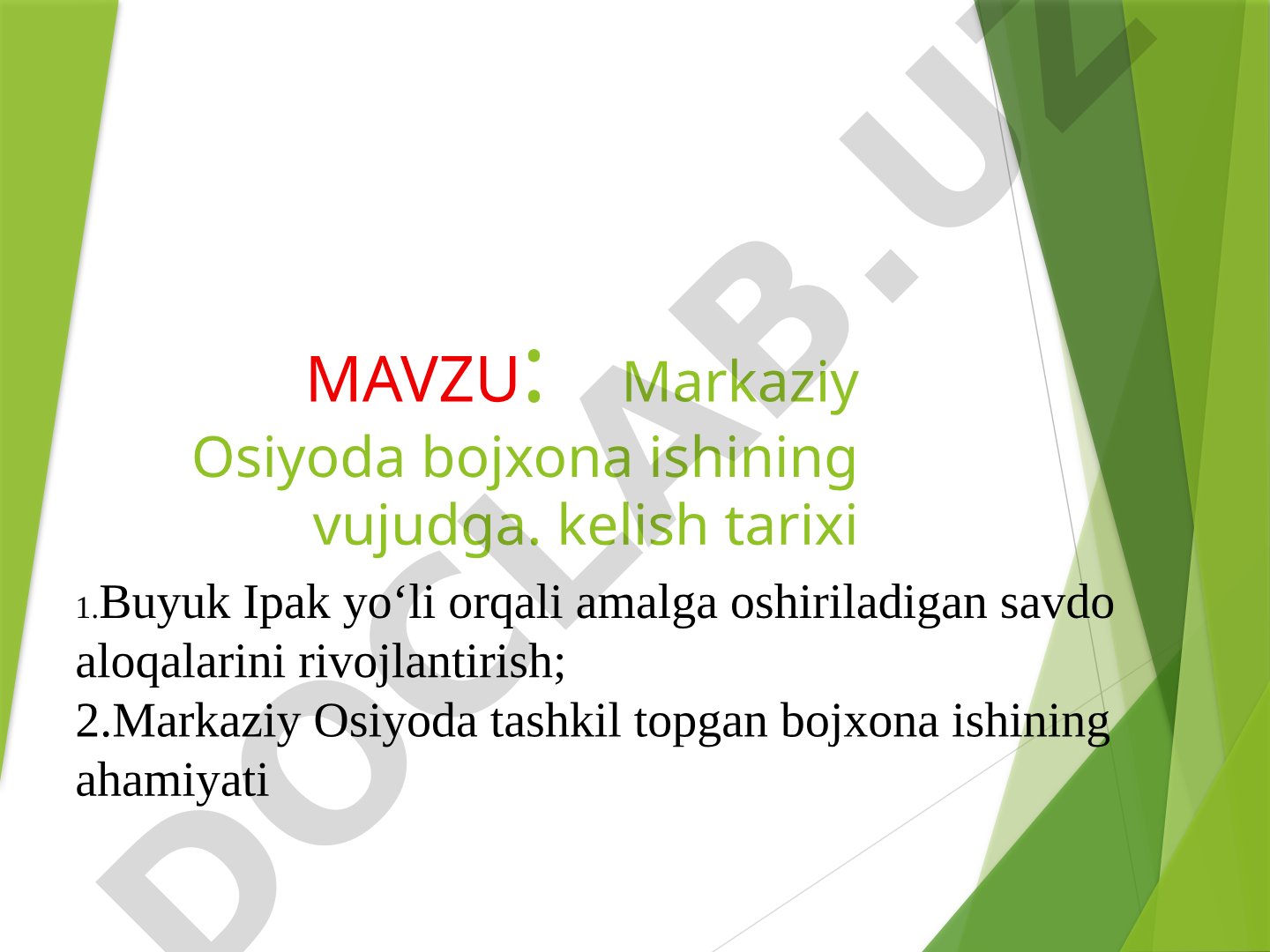 Markaziy Osiyoda bojxona ishining vujudga kelish tarixi
