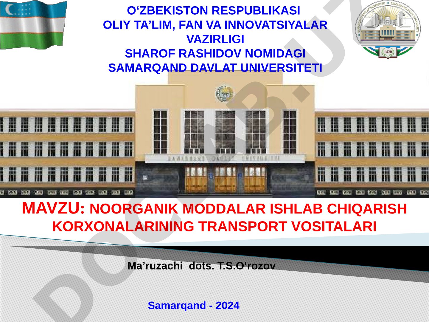 NOORGANIK MODDALAR ISHLAB CHIQARISH KORXONALARINING TRANSPORT VOSITALARI