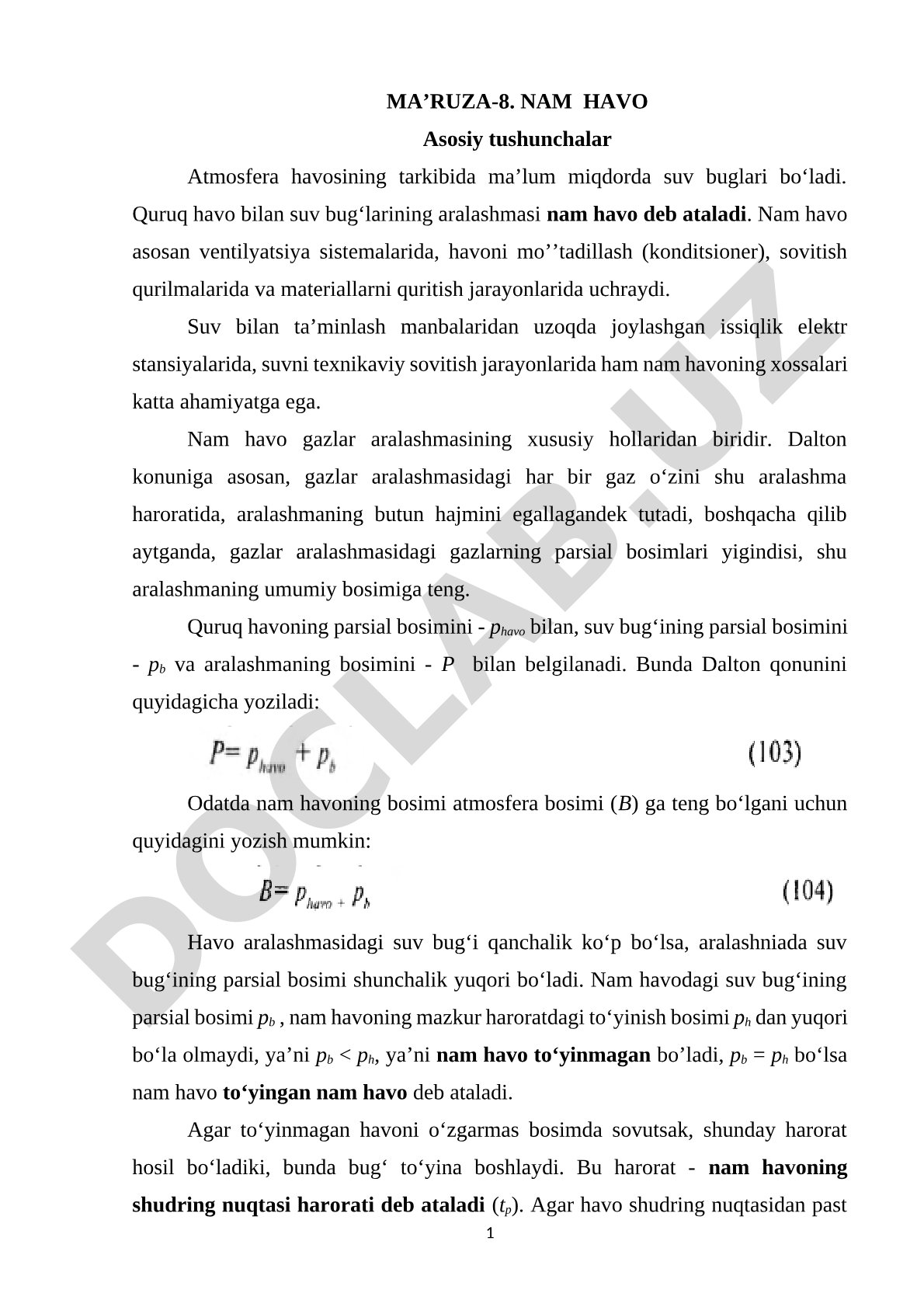 Nam havo asosiy tushunchalar