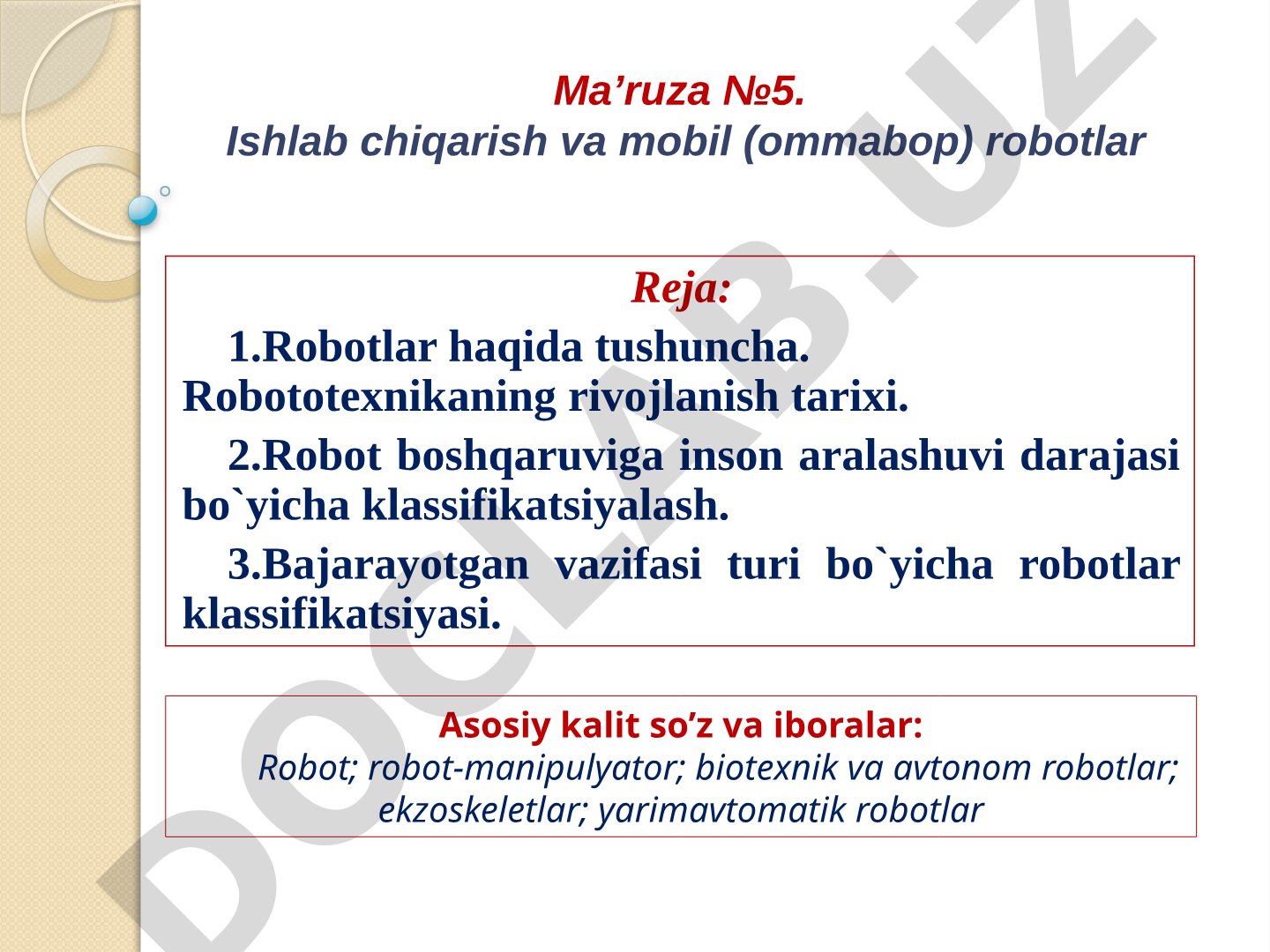 Ishlab chiqarish va mobil (ommabop) robotlar