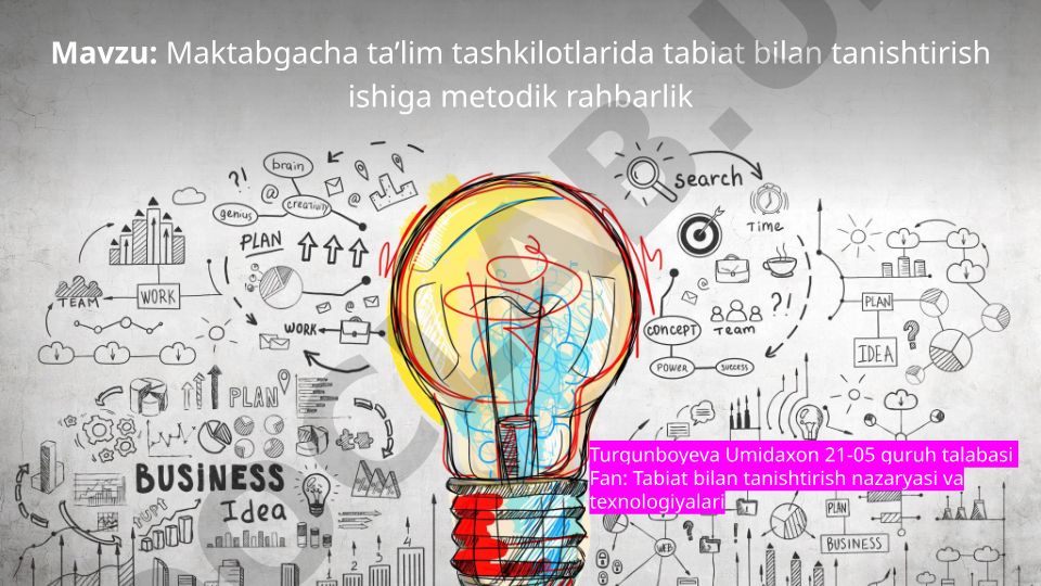 Maktabgacha ta'lim tashkilotlarida tabiat bilan tanishtirish ishiga metodik rahbarlik
