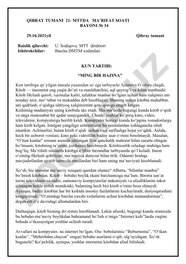 Kitob o'qish muhimligi va zamonaviy texnologiyalar ta'siri