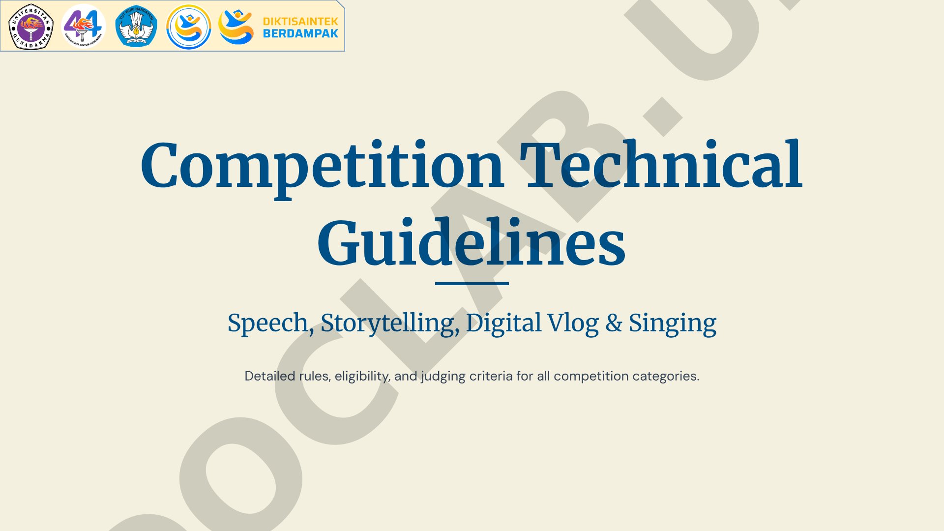 Speech, Storytelling, Digital Vlog & Singing Competition Guidelines
