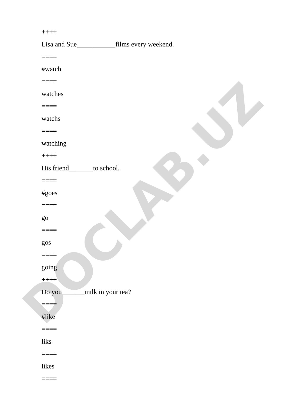 English grammar exercises: comparatives and verb forms