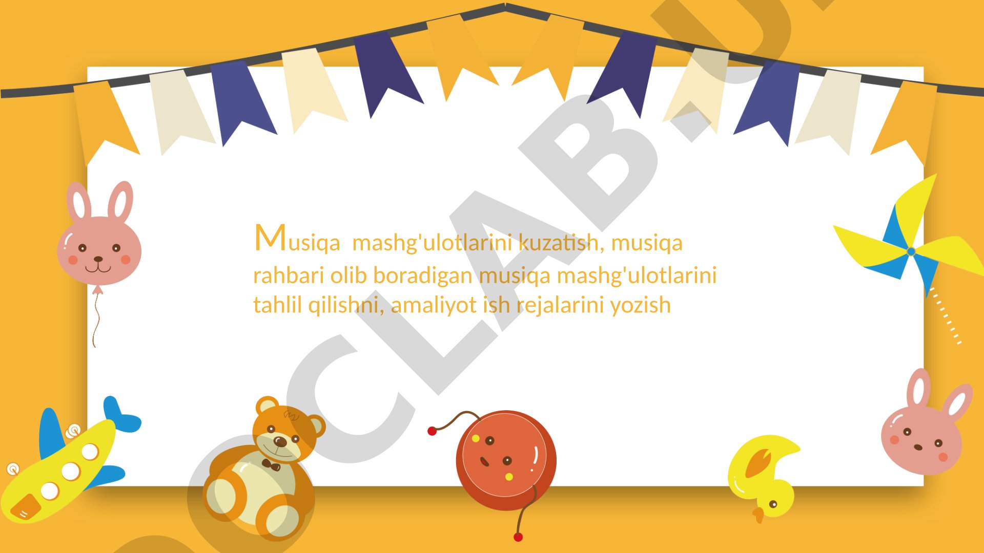 Bolalar bog'chasida musiqa mashg'ulotlari