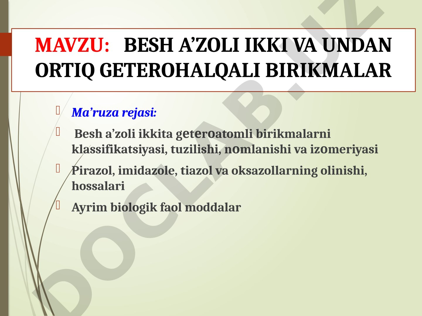 Besh a'zoli ikkita geteroatomli birikmalar