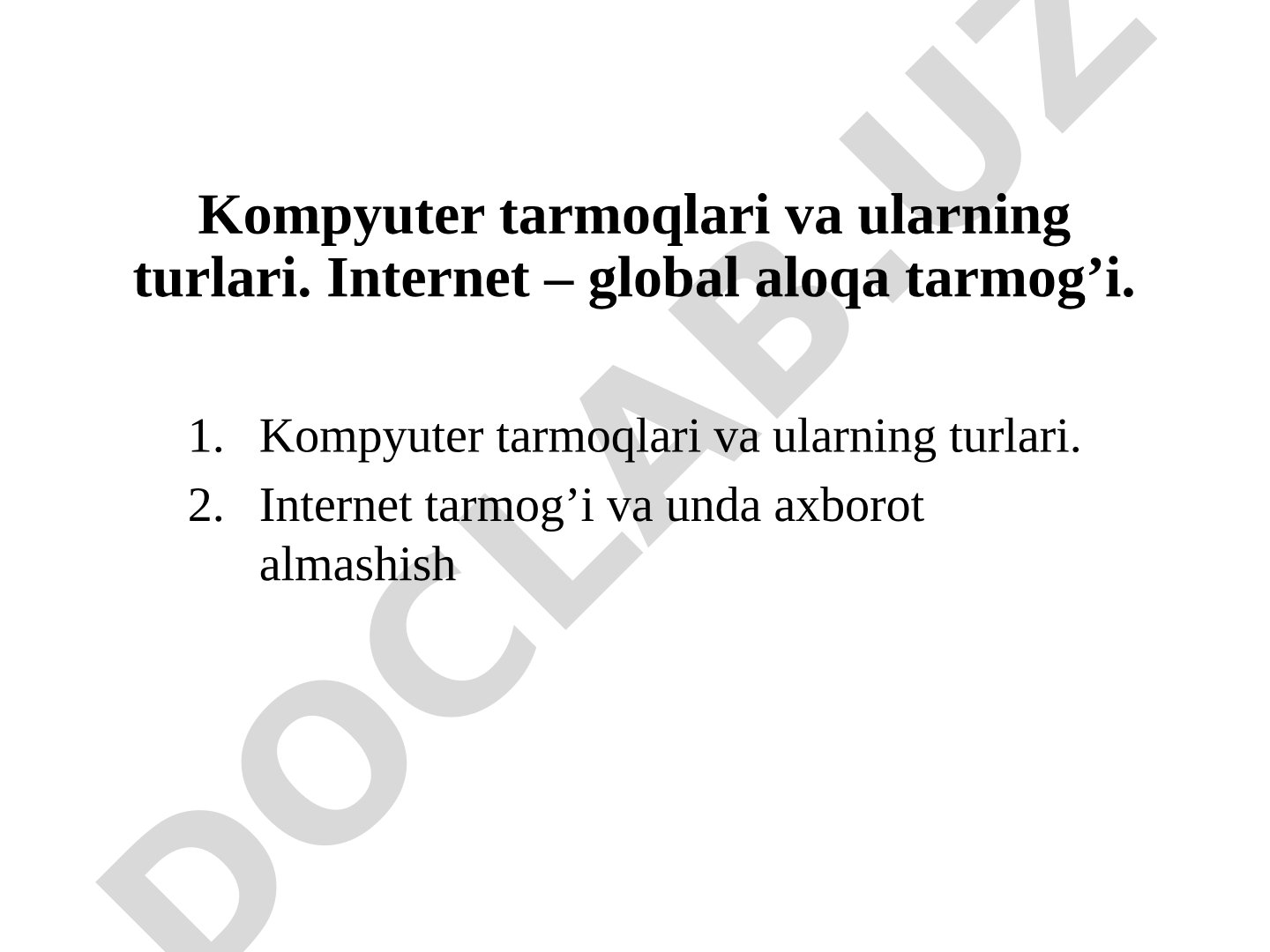 Kompyuter tarmoqlari va ularning turlari