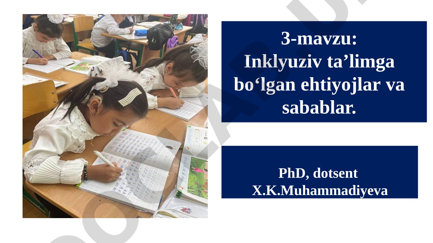Inklyuziv ta’limga bo‘lgan ehtiyojlar va sabablar