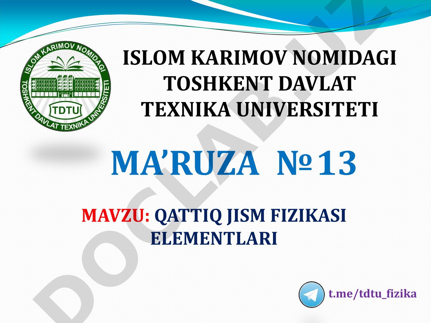 QATTIQ JISM FIZIKASI ELEMENTLARI