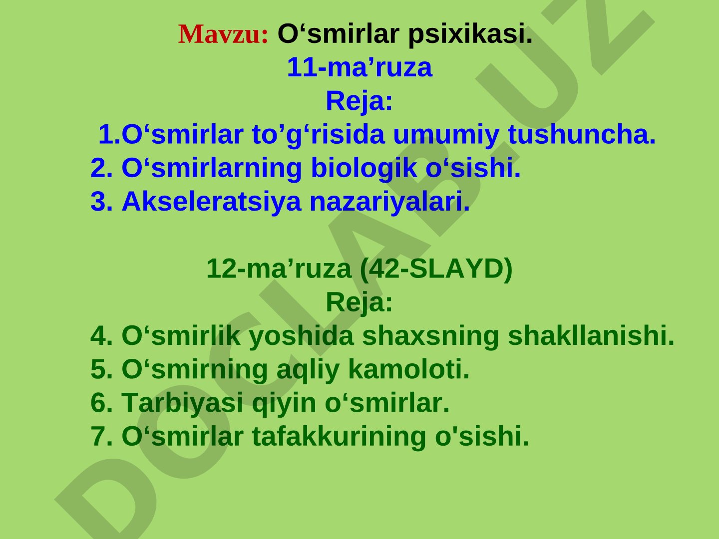 O‘smirlar psixikasi